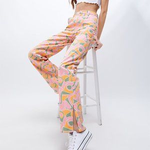 PacSun Geometric Print Split Boyfriend Carpenter Pants